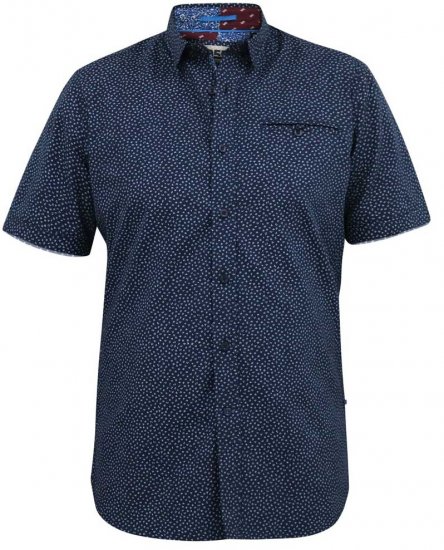 D555 BRODY S/S Micro AO Print Shirt Navy - Camisas - Camisas Homem Tamanhos Grandes