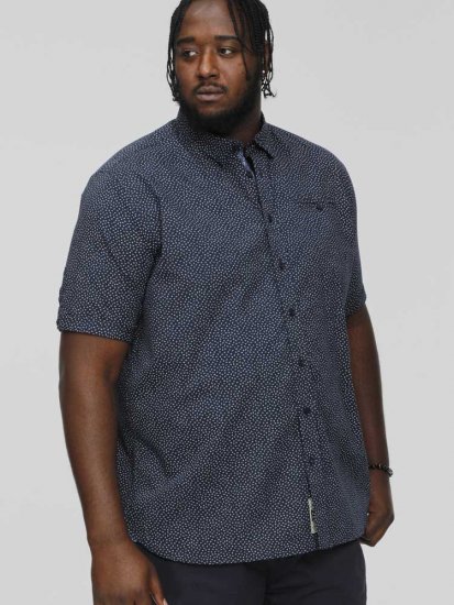 D555 BRODY S/S Micro AO Print Shirt Navy - Camisas - Camisas Homem Tamanhos Grandes