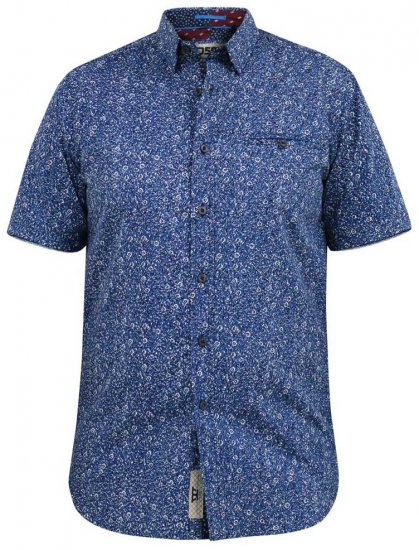 D555 KYLE S/S Micro AO Print Shirt Blue - Camisas - Camisas Homem Tamanhos Grandes