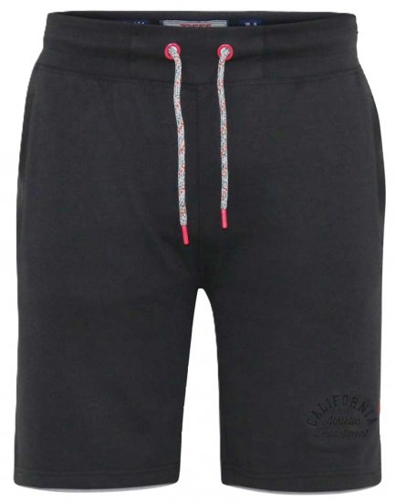 D555 STEFAN1 Elasticated Waist Loop Back Shorts Black - Calças & Calções de Fato de Treino - Calças de Fato de Treino Tamanhos Grandes 