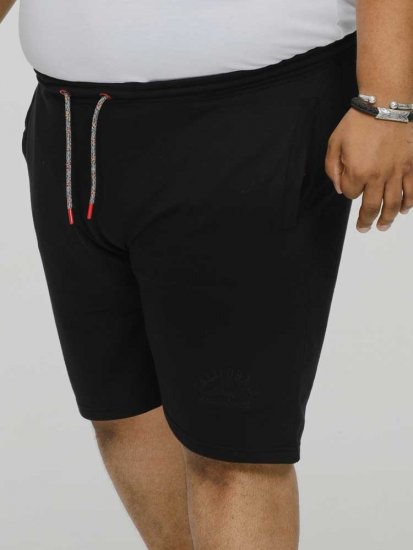 D555 STEFAN1 Elasticated Waist Loop Back Shorts Black - Calças & calções de fato de treino - Calças de Fato de Treino Tamanhos Grandes 