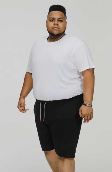 D555 STEFAN1 Elasticated Waist Loop Back Shorts Black - Calças & calções de fato de treino - Calças de Fato de Treino Tamanhos Grandes 