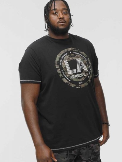D555 BENNY LA Camo Printed Crew Neck T-Shirt Black - T-shirts - T-shirts Homem Tamanhos Grandes