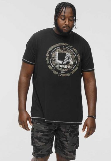 D555 BENNY LA Camo Printed Crew Neck T-Shirt Black - T-shirts - T-shirts Homem Tamanhos Grandes