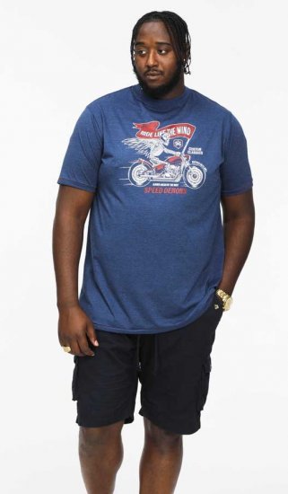 D555 BRADFORD Skeleton Biker Printed T-Shirt Navy - T-shirts - T-shirts Homem Tamanhos Grandes