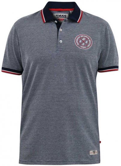 D555 KEMSTON Birds Eye Pique Polo Navy/White - Pólos - Pólos Tamanhos Grandes Homem