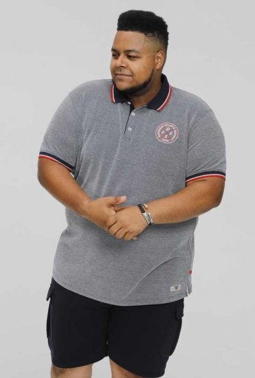 D555 KEMSTON Birds Eye Pique Polo Navy/White - Pólos - Pólos Tamanhos Grandes Homem
