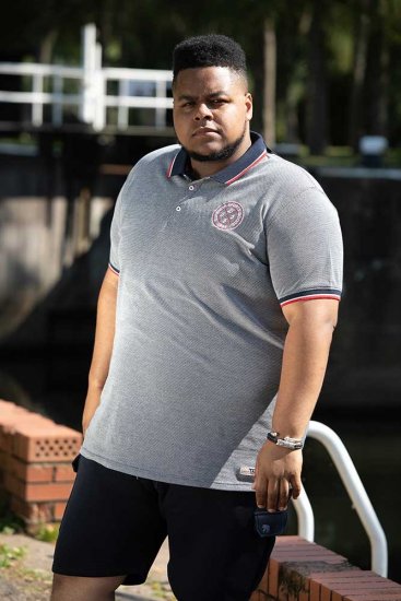 D555 KEMSTON Birds Eye Pique Polo Navy/White - Pólos - Pólos Tamanhos Grandes Homem