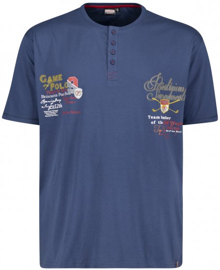 Adamo Dundee Printed Serafino T-shirt Denim Blue - T-shirts - T-shirts Homem Tamanhos Grandes