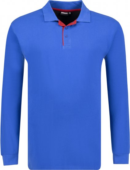 Adamo Peter Comfort fit Long sleeve Polo Blue - Pólos - Pólos Tamanhos Grandes Homem