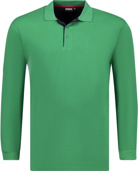 Adamo Peter Comfort fit Long sleeve Polo Green - Pólos - Pólos Tamanhos Grandes Homem