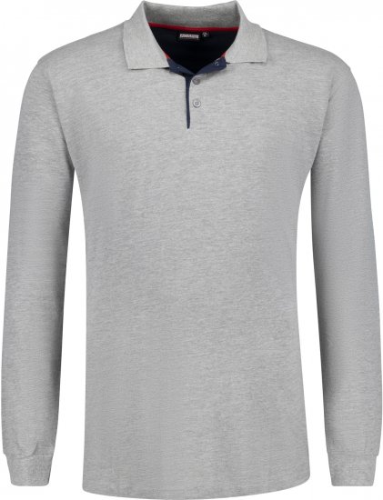 Adamo Peter Comfort fit Long sleeve Polo Grey - Pólos - Pólos Tamanhos Grandes Homem