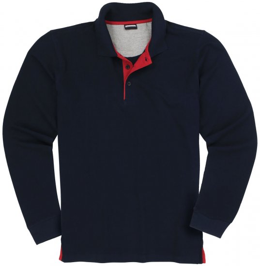 Adamo Peter Comfort fit Long sleeve Polo Navy - Pólos - Pólos Tamanhos Grandes Homem