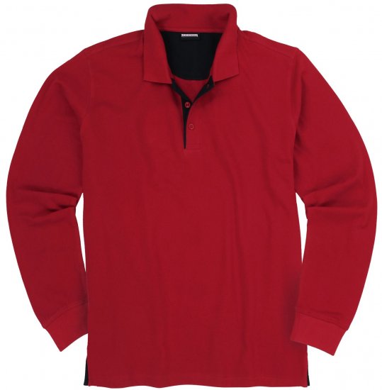 Adamo Peter Comfort fit Long sleeve Polo Red - Pólos - Pólos Tamanhos Grandes Homem