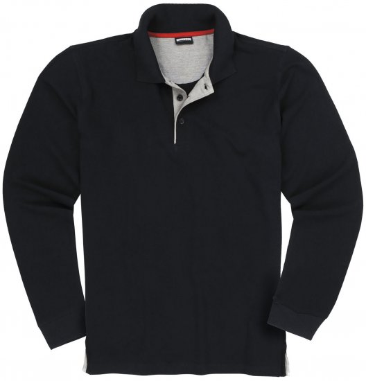 Adamo Peter Comfort fit Long sleeve Polo Black - Pólos - Pólos Tamanhos Grandes Homem