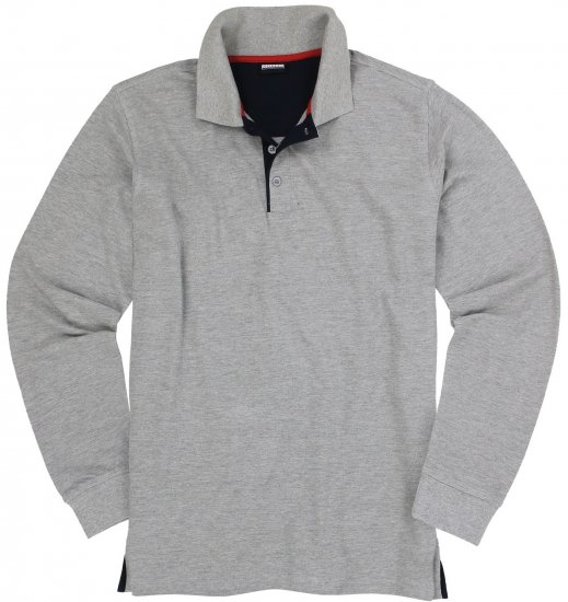 Adamo Peter Comfort fit Long sleeve Polo Grey - Pólos - Pólos Tamanhos Grandes Homem