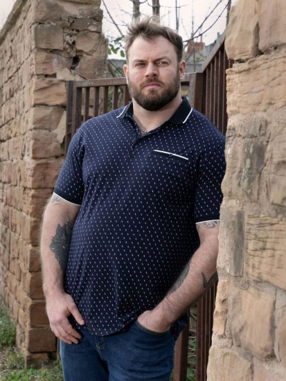 D555 Reid AOP Polo With Jacquard Collar, Pocket And Cuffs Azul-marinho - Pólos - Pólos Tamanhos Grandes Homem