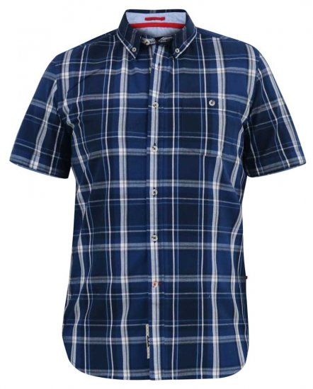 D555 HADSTOCK Check Button Down Collar S/S Shirt Navy - Camisas - Camisas Homem Tamanhos Grandes