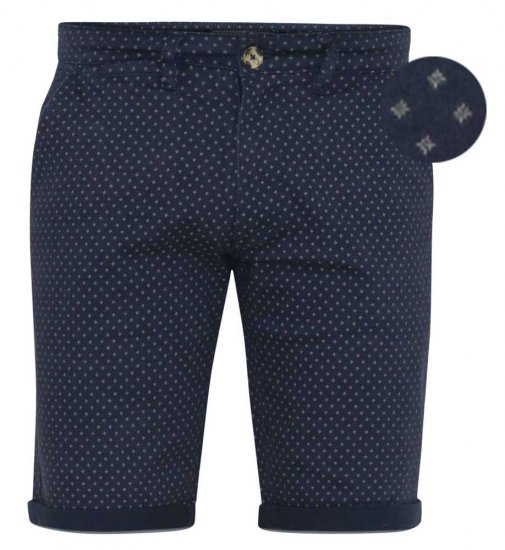 D555 DUDLEY AO Printed Stretch Chino Shorts Navy - Calções - Calções Homem Tamanhos Grandes