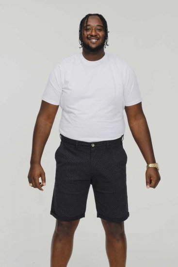 D555 DUDLEY AO Printed Stretch Chino Shorts Navy - Calções - Calções Homem Tamanhos Grandes