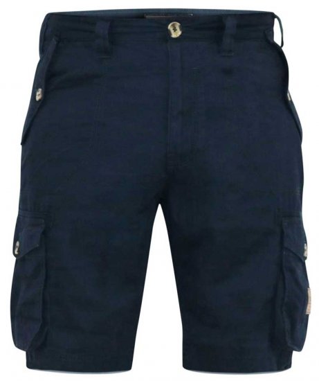 D555 RODNEY Cotton Cargo Shorts Navy - Calções - Calções Homem Tamanhos Grandes
