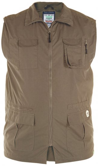 D555 Enzo Multi Pocket Waistcoat Brown - Toda a roupa 2XL-14XL - Roupa de homem tamanhos grandes 2XL-14XL