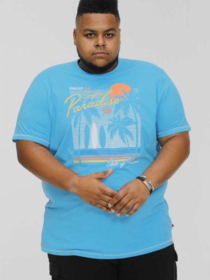D555 AARON Surfers Paradise Printed Crew Neck T-Shirt Turquoise - T-shirts - T-shirts Homem Tamanhos Grandes