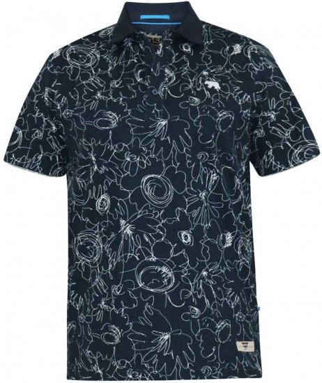D555 ROLAND Printed Polo Shirt Navy - Pólos - Pólos Tamanhos Grandes Homem