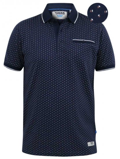 D555 DARWIN AO Printed Polo Shirt Navy - Pólos - Pólos Tamanhos Grandes Homem