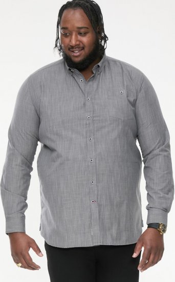 D555 RADCLIFFE Cross Hatch Soft Touch Slub Long Sleeve Shirt With Chest Patch Pocket Charcoal - Camisas - Camisas Homem Tamanhos Grandes