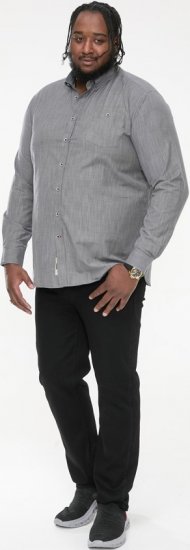 D555 RADCLIFFE Cross Hatch Soft Touch Slub Long Sleeve Shirt With Chest Patch Pocket Charcoal - Camisas - Camisas Homem Tamanhos Grandes