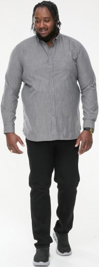 D555 RADCLIFFE Cross Hatch Soft Touch Slub Long Sleeve Shirt With Chest Patch Pocket Charcoal - Camisas - Camisas Homem Tamanhos Grandes