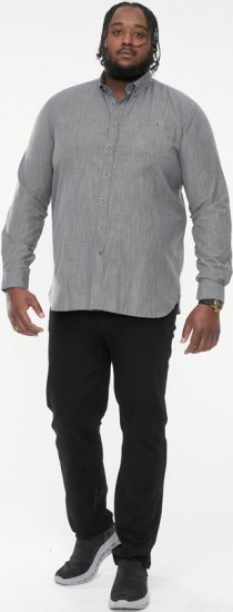 D555 RADCLIFFE Cross Hatch Soft Touch Slub Long Sleeve Shirt With Chest Patch Pocket Charcoal - Camisas - Camisas Homem Tamanhos Grandes