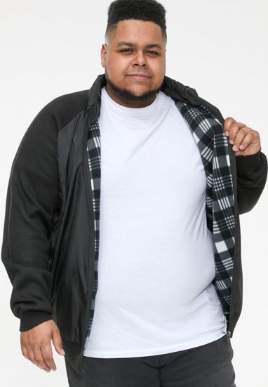 D555 MARSDEN Hybrid Knitted Jacket With Bonded Fleece Lining Black - Casacos - Casacos Homem Tamanhos Grandes