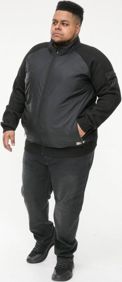D555 MARSDEN Hybrid Knitted Jacket With Bonded Fleece Lining Black - Casacos - Casacos Homem Tamanhos Grandes