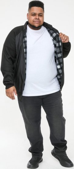 D555 MARSDEN Hybrid Knitted Jacket With Bonded Fleece Lining Black - Casacos - Casacos Homem Tamanhos Grandes