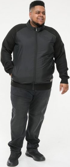 D555 MARSDEN Hybrid Knitted Jacket With Bonded Fleece Lining Black - Casacos - Casacos Homem Tamanhos Grandes