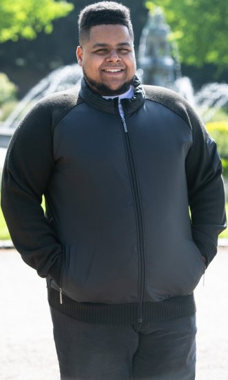 D555 MARSDEN Hybrid Knitted Jacket With Bonded Fleece Lining Black - Casacos - Casacos Homem Tamanhos Grandes