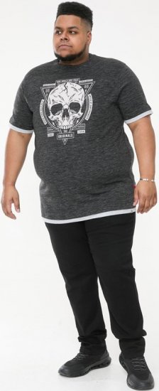 D555 DARREN Skull Printed T-Shirt With Double Layer On Hem & Cuff Black Reno - T-shirts - T-shirts Homem Tamanhos Grandes