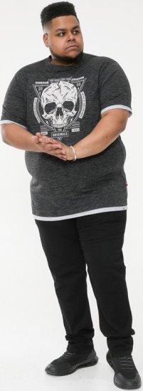 D555 DARREN Skull Printed T-Shirt With Double Layer On Hem & Cuff Black Reno - T-shirts - T-shirts Homem Tamanhos Grandes