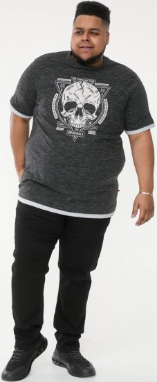 D555 DARREN Skull Printed T-Shirt With Double Layer On Hem & Cuff Black Reno - T-shirts - T-shirts Homem Tamanhos Grandes