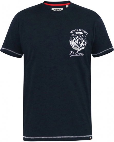 D555 GRAHAM YOSEMITE Chest And Back Printed Crew Neck T-Shirt Navy - T-shirts - T-shirts Homem Tamanhos Grandes