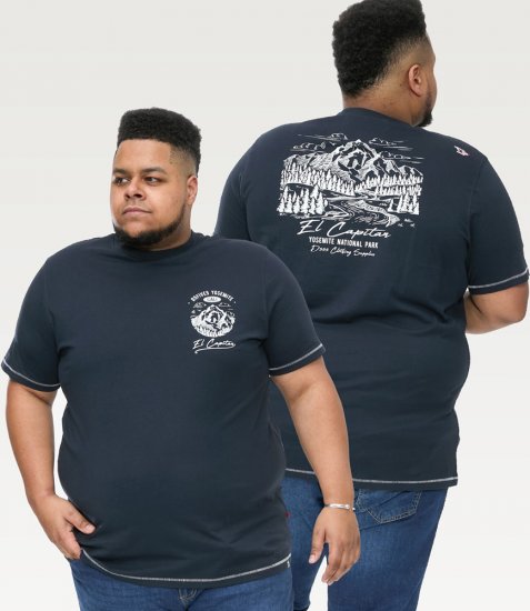 D555 GRAHAM YOSEMITE Chest And Back Printed Crew Neck T-Shirt Navy - T-shirts - T-shirts Homem Tamanhos Grandes