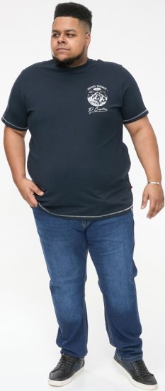 D555 GRAHAM YOSEMITE Chest And Back Printed Crew Neck T-Shirt Navy - T-shirts - T-shirts Homem Tamanhos Grandes