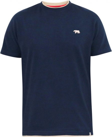 D555 SANDFORD Double Layer On Neck Ribs And Hem Waffle Textured T-Shirt Navy - T-shirts - T-shirts Homem Tamanhos Grandes
