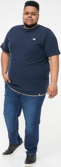 D555 SANDFORD Double Layer On Neck Ribs And Hem Waffle Textured T-Shirt Navy - T-shirts - T-shirts Homem Tamanhos Grandes