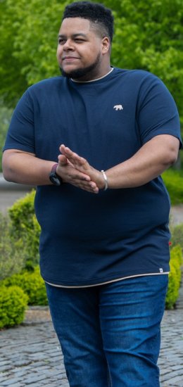 D555 SANDFORD Double Layer On Neck Ribs And Hem Waffle Textured T-Shirt Navy - T-shirts - T-shirts Homem Tamanhos Grandes