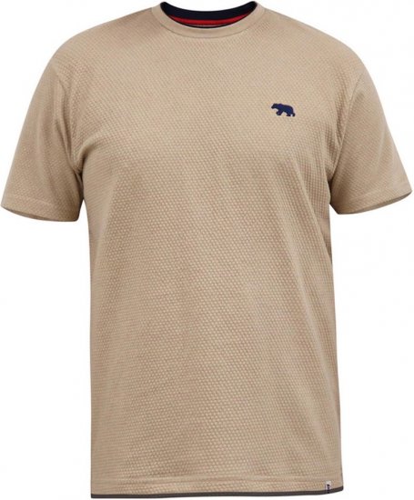 D555 SANDFORD Double Layer On Neck Ribs And Hem Waffle Textured T-Shirt Beige - T-shirts - T-shirts Homem Tamanhos Grandes