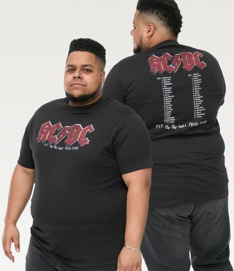 D555 JAILBREAK Official Ac/Dc Printed T-Shirt With Front And Back Print - Black - T-shirts - T-shirts Homem Tamanhos Grandes