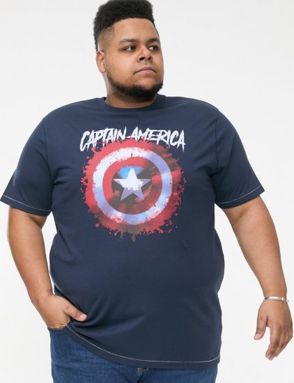 D555 ROGERS Official Captain America Printed T-Shirt Dark Navy - T-shirts - T-shirts Homem Tamanhos Grandes